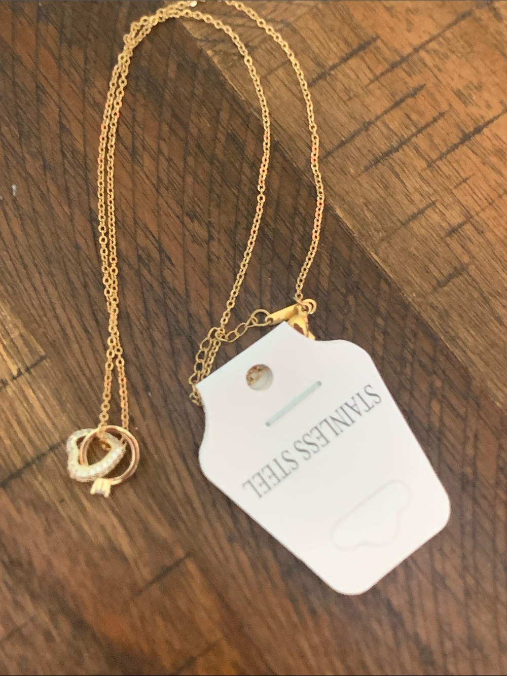 Gold Stainless steel Interlocking Circle Pendant Necklace - Women Jewelry
